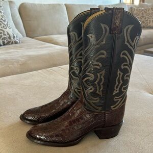 Leather boots American crocodile western boot size 8 women a Tony Lama